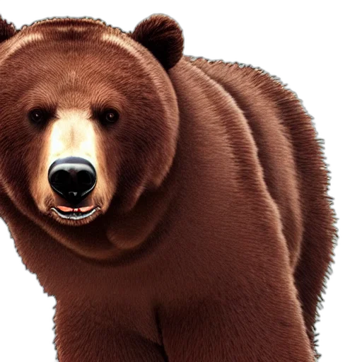 animal, creature, face, photorealistic, 3d render, concept art, brown, bear transparent PNG cut-out