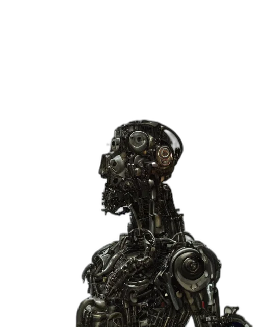 robot, crown, weapon, bottle, concept art, cyberpunk, 3d render, photorealistic transparent PNG cut-out