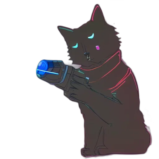 weapon, staff, animal, robot, cyberpunk, concept art, pixel art, vaporwave transparent PNG cut-out