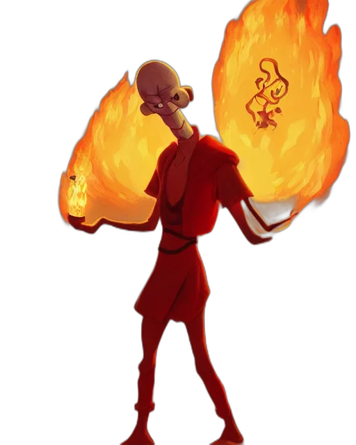 staff, jacket, mask, concept art, fantasy art, pixel art, cartoon, fire transparent PNG cut-out