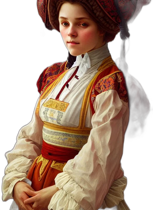 face, staff, dress, hat, photorealistic, oil painting, concept art, fantasy art transparent PNG cut-out