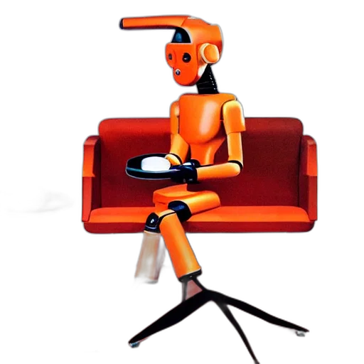 robot, furniture, staff, 3d render, concept art, cyberpunk, pixel art, maid transparent PNG cut-out