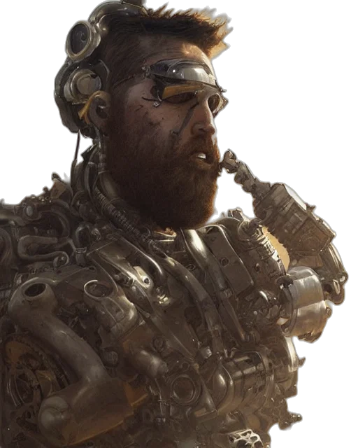 weapon, robot, staff, face, concept art, 3d render, cyberpunk, fantasy art transparent PNG cut-out