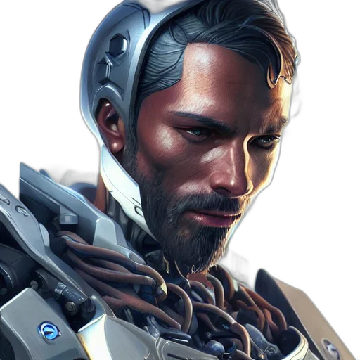 robot, face, weapon, staff transparent PNG cut-out