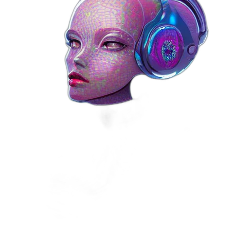 mask, robot, face, creature, vaporwave, cyberpunk, concept art, 3d render transparent PNG cut-out