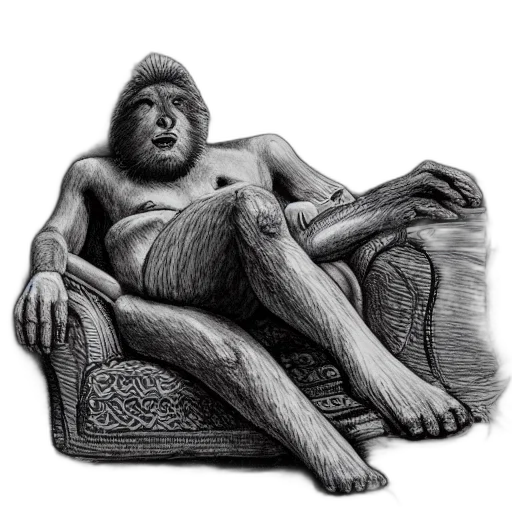 creature, animal, furniture, pencil sketch, photorealistic, concept art, fantasy art, elegant transparent PNG cut-out