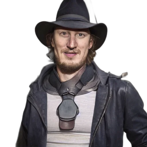 hat, jacket, staff, face transparent PNG cut-out