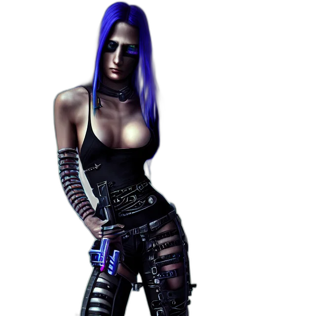 dress, robot, staff, weapon, cyberpunk, concept art, 3d render, pixel art transparent PNG cut-out