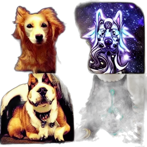 fantasy art, concept art, dog, god, celestialpunk, angelcore, spiritualcore, naturecore transparent PNG cut-out