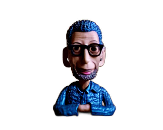 staff, 3d render, cartoon, photorealistic, pixel art, jeff, goldblum, figurine transparent PNG cut-out