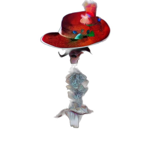 hat, umbrella, crown, staff, concept art, 3d render, vaporwave, photorealistic transparent PNG cut-out