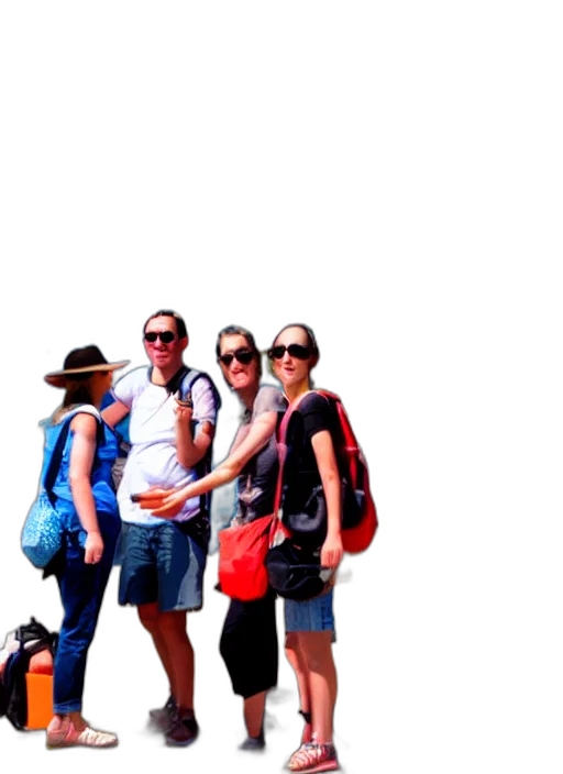 staff, umbrella, hat, bottle, 3d render, photorealistic, red, tourists transparent PNG cut-out