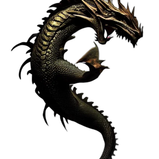 dragon, creature, animal, staff, fantasy art, concept art, 3d render, photorealistic transparent PNG cut-out