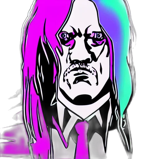 face, cartoon, comic book art, vaporwave transparent PNG cut-out