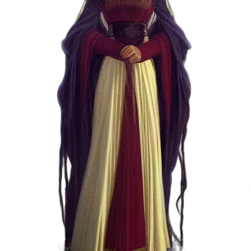 dress, staff, crown, hair transparent PNG cut-out