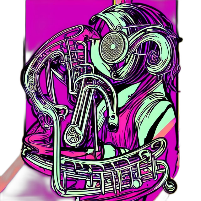 mask, jacket, robot, face, cyberpunk, vaporwave, concept art, cartoon transparent PNG cut-out