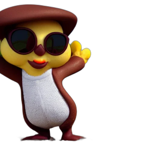 staff, 3d render, concept art, cute, baby, chick, made, out transparent PNG cut-out
