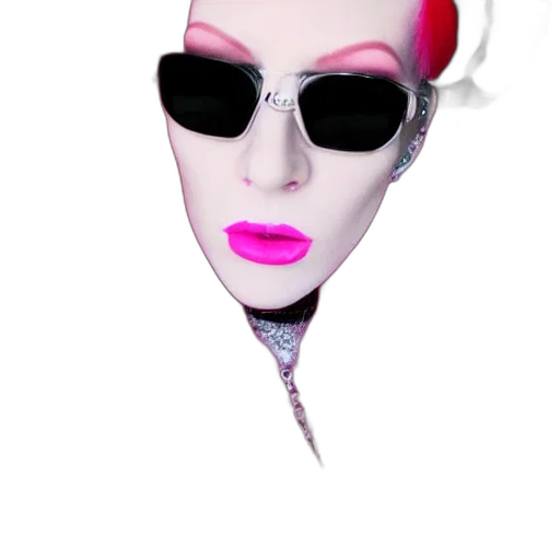 mask, face, hat, jewelry, vaporwave, 3d render, cyberpunk, photorealistic transparent PNG cut-out