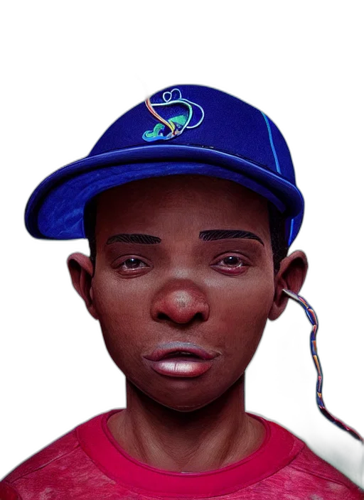 face, mask, hat, creature, concept art, photorealistic, 3d render, cartoon transparent PNG cut-out