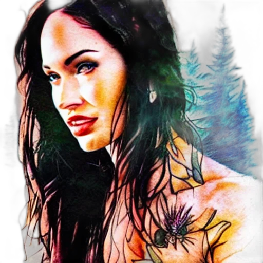 photorealistic, fantasy art, comic book art, watercolor, realistic, tattoo, sketch, megan transparent PNG cut-out
