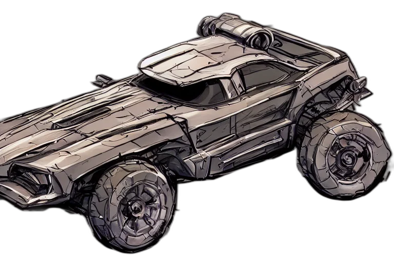 car, concept art, 3d render, comic book art transparent PNG cut-out