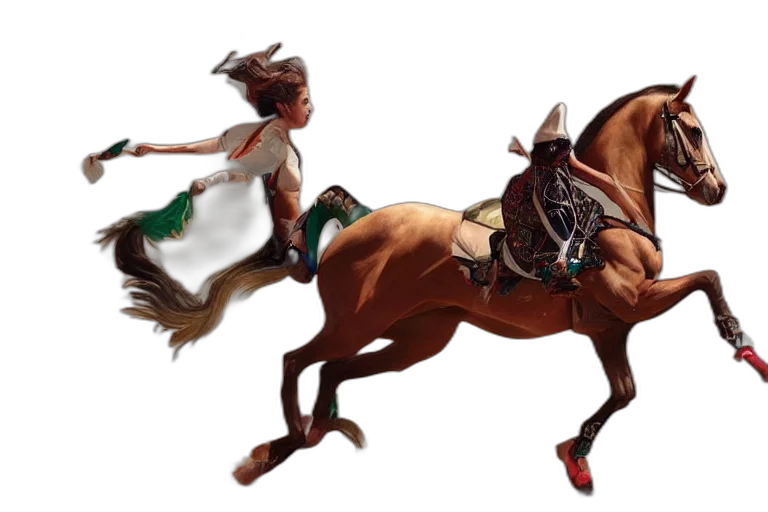 concept art, fantasy art, photorealistic, 3d render, algerian, fantazia, horse, show transparent PNG cut-out