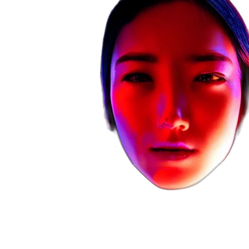 face, mask, robot, jewelry, 3d render, photorealistic, concept art, vaporwave transparent PNG cut-out