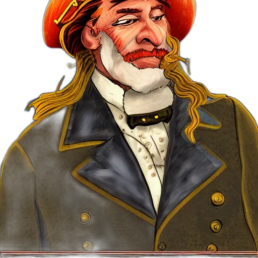 staff, hat, face, jacket, concept art, photorealistic, cartoon, fantasy art transparent PNG cut-out