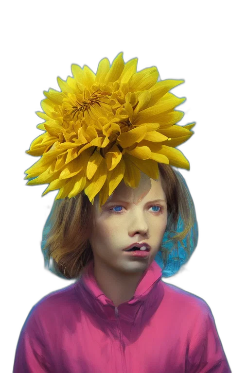 flower, crown, face, hat, photorealistic, concept art, 3d render, fantasy art transparent PNG cut-out