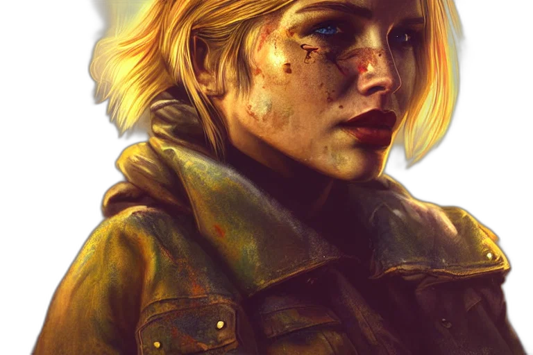 face, jacket, weapon, concept art transparent PNG cut-out