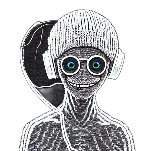 robot, mask, jacket, creature, cartoon, pixel art, comic book art, concept art transparent PNG cut-out
