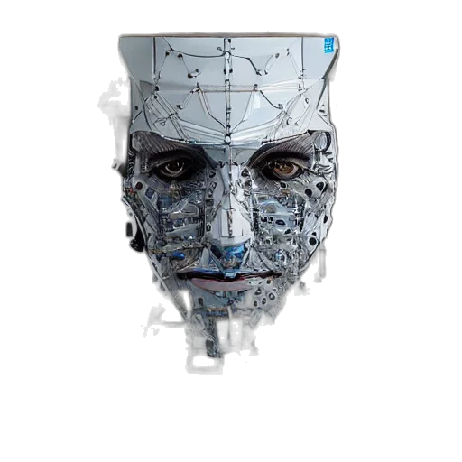 robot, mask, face, crown, cyberpunk, 3d render, concept art, comic book art transparent PNG cut-out
