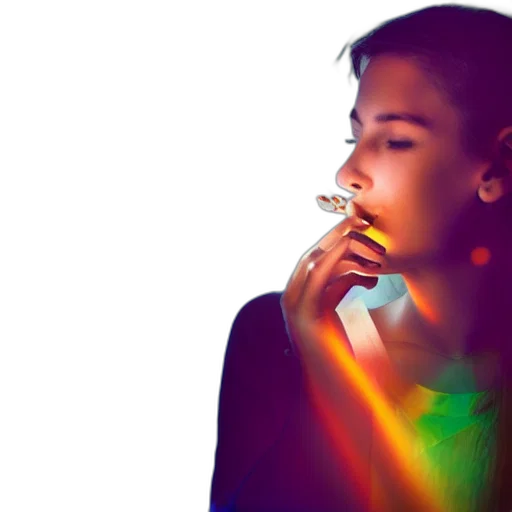 jewelry, face, staff, jacket, photorealistic, neon lights, neon, colorful transparent PNG cut-out