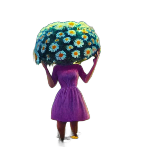 umbrella, dress, hat, staff transparent PNG cut-out