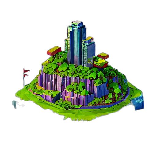 building, pixel art, concept art, 3d render transparent PNG cut-out