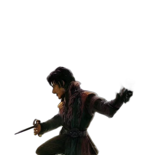 sword, staff, weapon, jacket, concept art, fantasy art, 3d render, comic book art transparent PNG cut-out