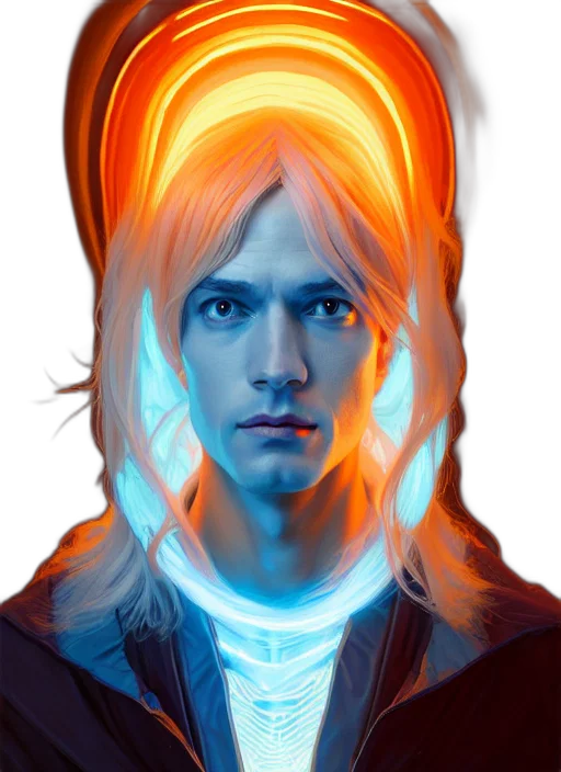 face, hair, jacket, robot transparent PNG cut-out