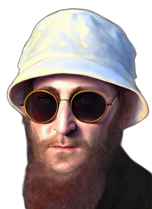 hat, face, staff, mask, concept art, photorealistic, oil painting, 3d render transparent PNG cut-out