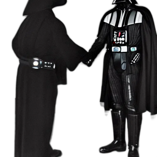 concept art, ww2, photo, darth, vader, shaking, hands, happy transparent PNG cut-out