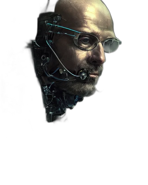 robot, face, staff, mask, cyberpunk, concept art, photorealistic, comic book art transparent PNG cut-out