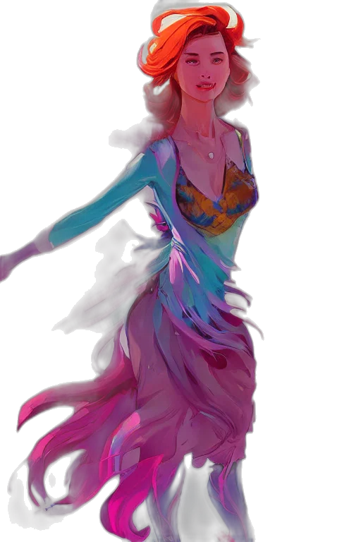 dress, creature, concept art, fantasy art, vaporwave, watercolor, underwater, neon lights transparent PNG cut-out