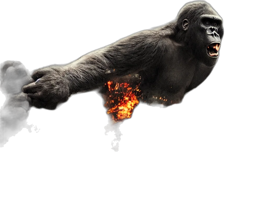 animal, creature, concept art, photorealistic, 3d render, comic book art, king, kong transparent PNG cut-out