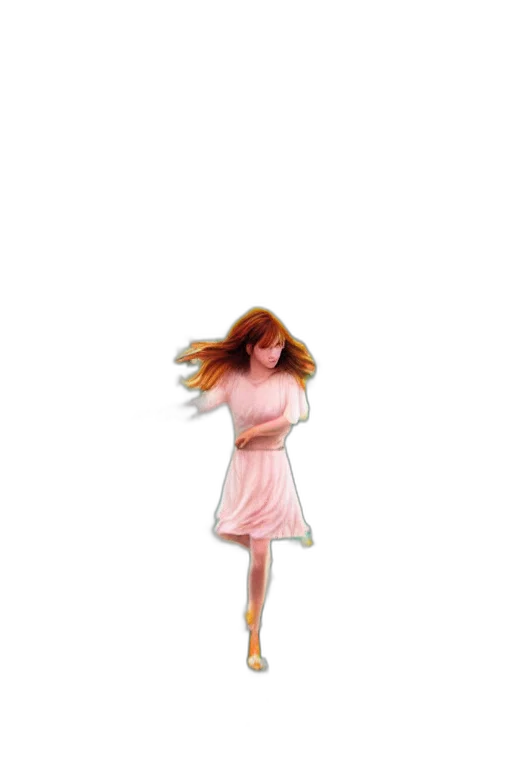 dress, hair, staff, creature transparent PNG cut-out