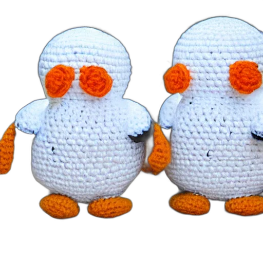 3d render, pixel art, crocheted, penguins transparent PNG cut-out