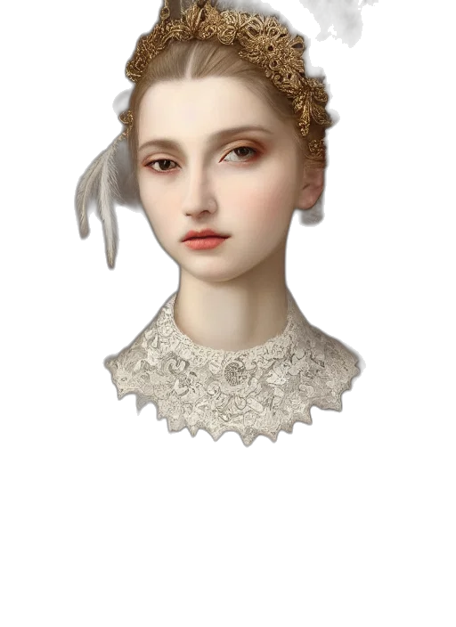 crown, jewelry, face, dress, fantasy art, photorealistic, concept art, 3d render transparent PNG cut-out