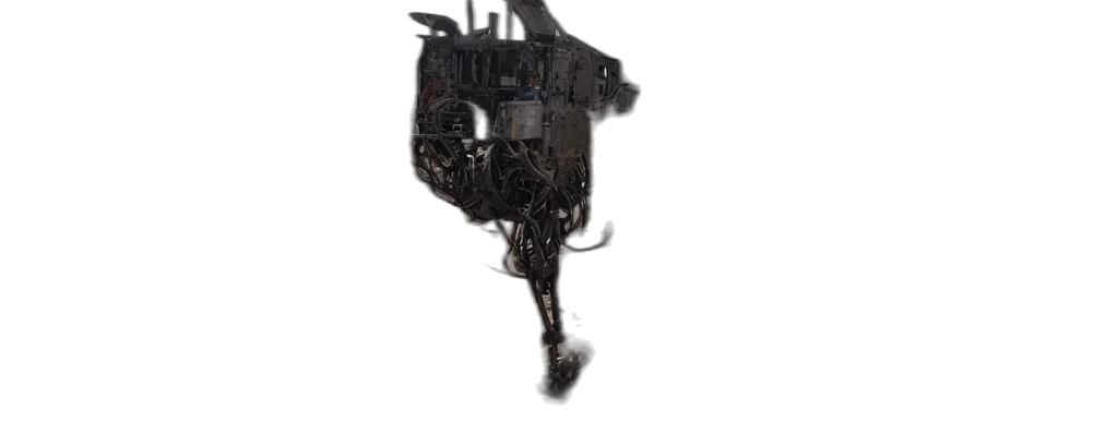 mask, robot, crown, hair, 3d render, concept art, photorealistic, pixel art transparent PNG cut-out