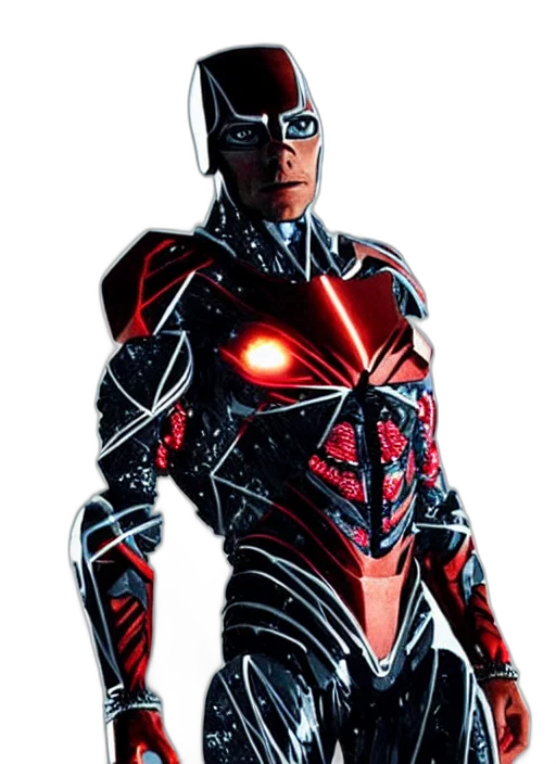 robot, mask, comic book art, concept art, 3d render, cyberpunk, red, jared transparent PNG cut-out