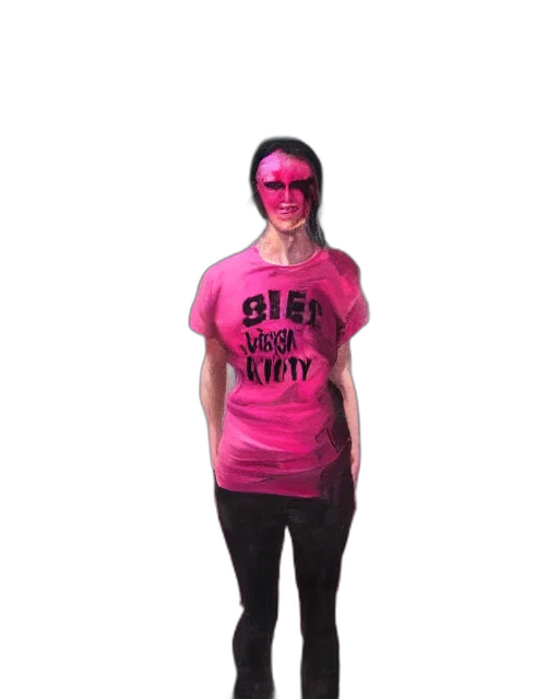 staff, mask, 3d render, neon, female, survivor, wearing, bloody transparent PNG cut-out