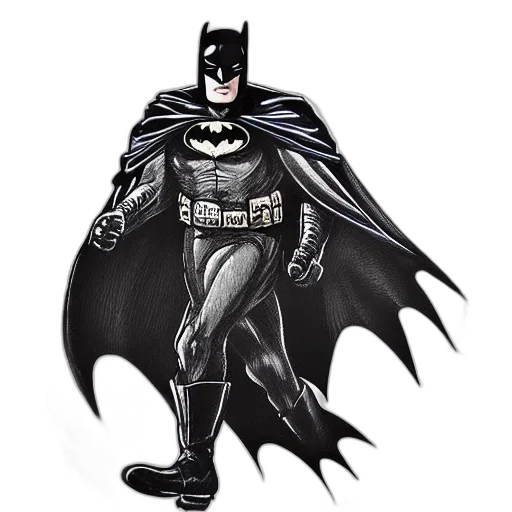 comic book art, concept art, cartoon, photorealistic, old, timey, picture, batman transparent PNG cut-out