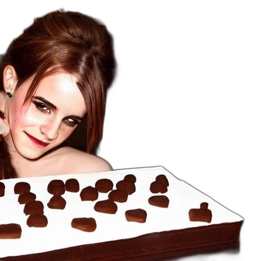 food, photorealistic, emma, watson, draw, chocolate, icing transparent PNG cut-out